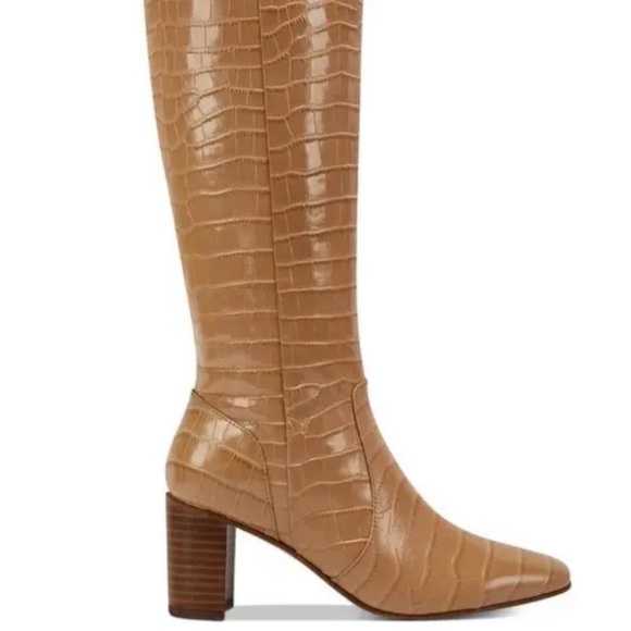 MARC FISHER LEATHER RAGANA CROC BOOT IN DARK NATURAL - Picture 5 of 14